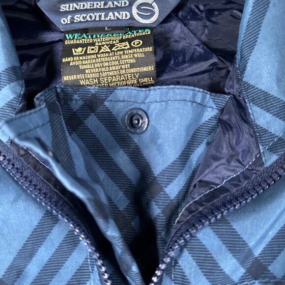 Sunderland of Scotland Cygnet Ladies L Blue Plaid Pullover Weatherbeater 1/4 Zip - Picture 10 of 14